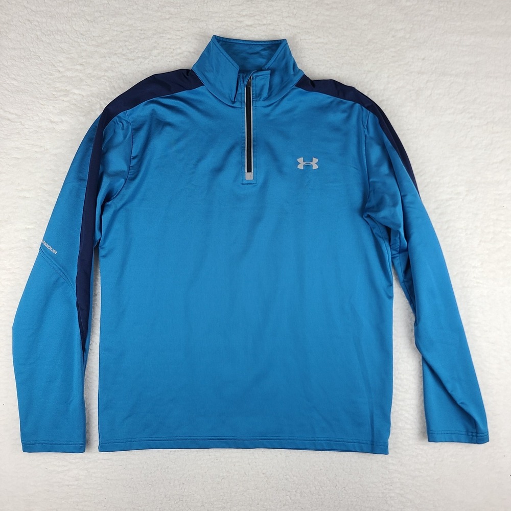 Under Armour Sweater Mens Large Light Blue Quarter Zip Performance Tech Golf